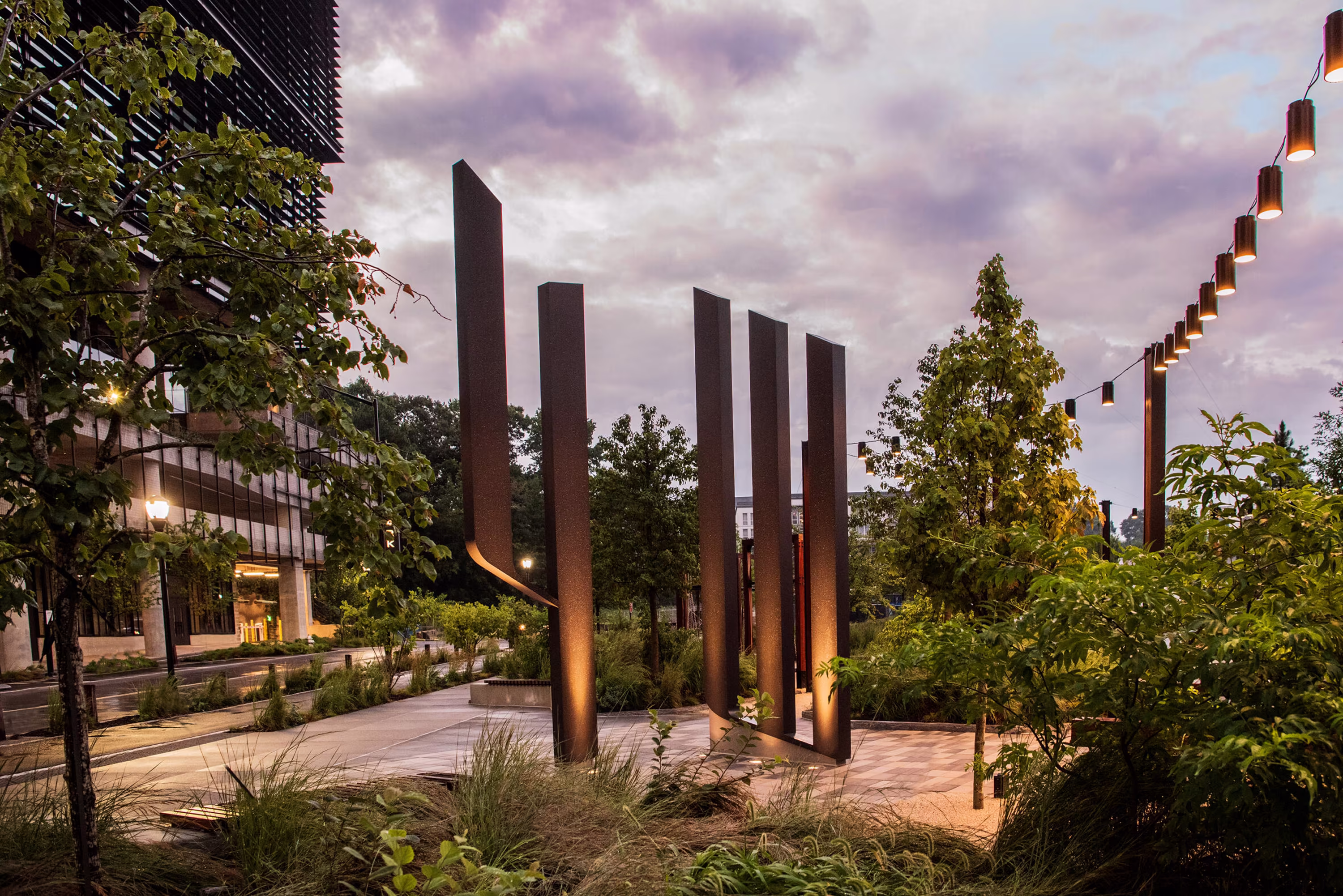 Fourth Ward — monument signage at dusk